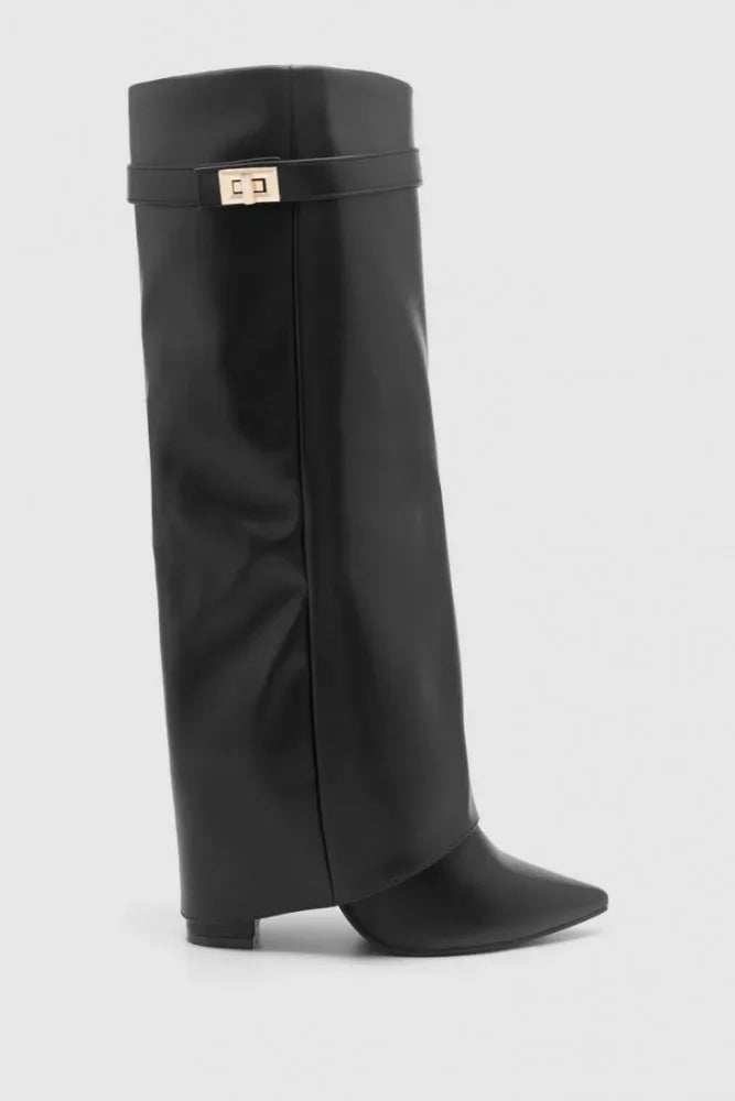 Knee High Pull Up Leather Pull on Boots