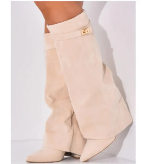 Knee High Pull Up Leather Pull on Boots