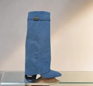 Knee High Pull Up Leather Pull on Boots