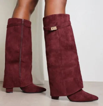 Knee High Pull Up Leather Pull on Boots