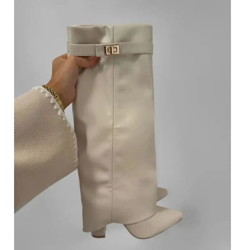Knee High Pull Up Leather Pull on Boots