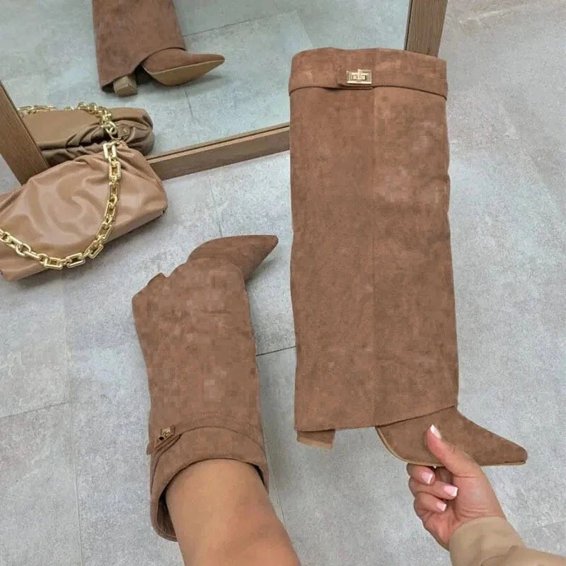 Knee High Pull Up Leather Pull on Boots