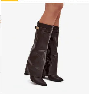 Knee High Pull Up Leather Pull on Boots