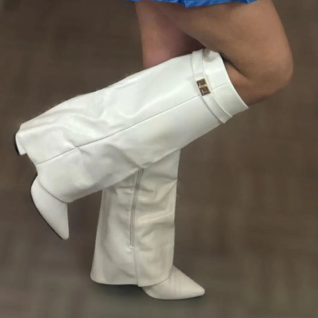 Knee High Pull Up Leather Pull on Boots