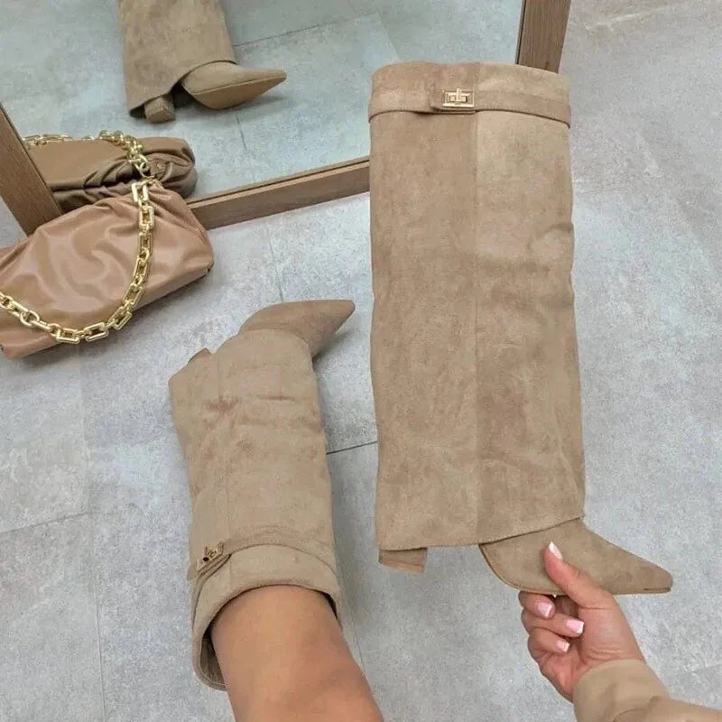 Knee High Pull Up Leather Pull on Boots