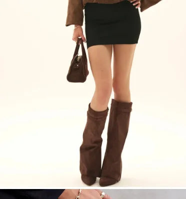 Knee High Pull Up Leather Pull on Boots